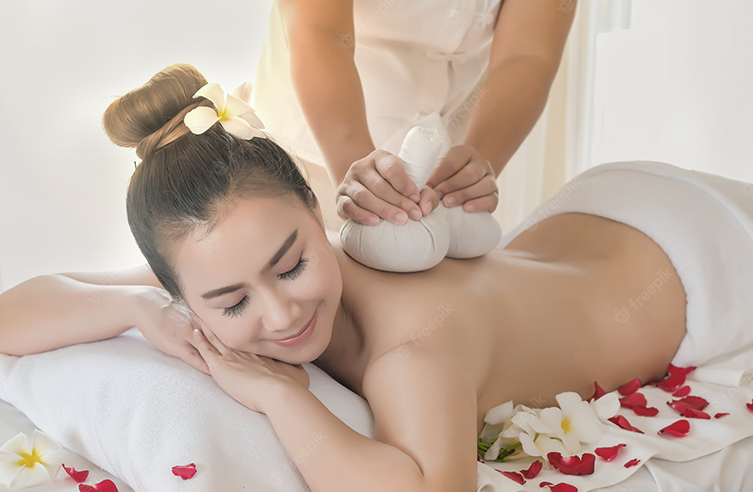 Lady getting a back massage at the Kingsbury spa