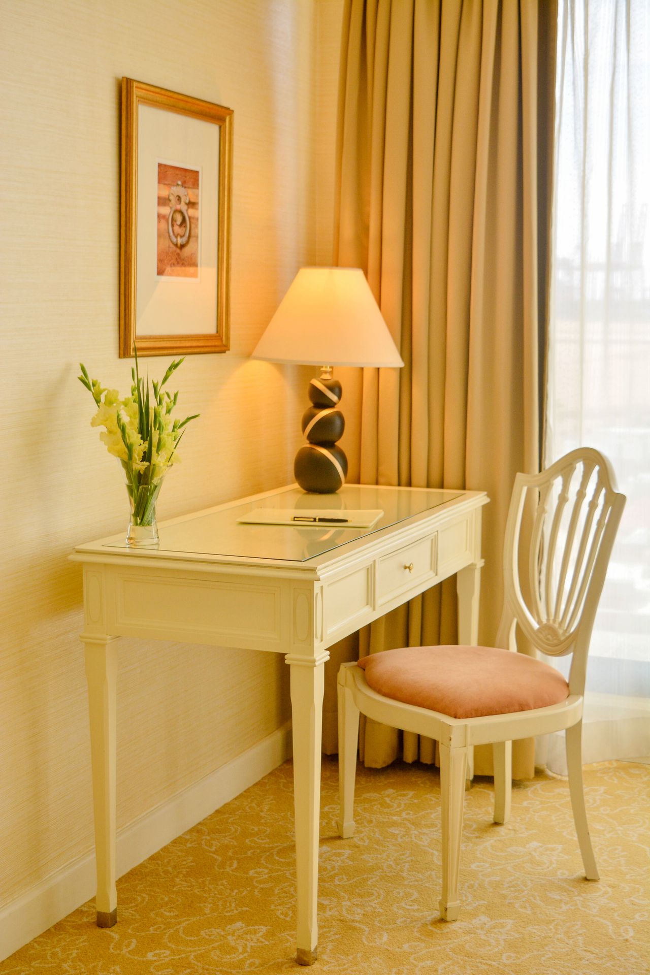 Writing desk and chair in a superior room at The Kingsbury Hotel