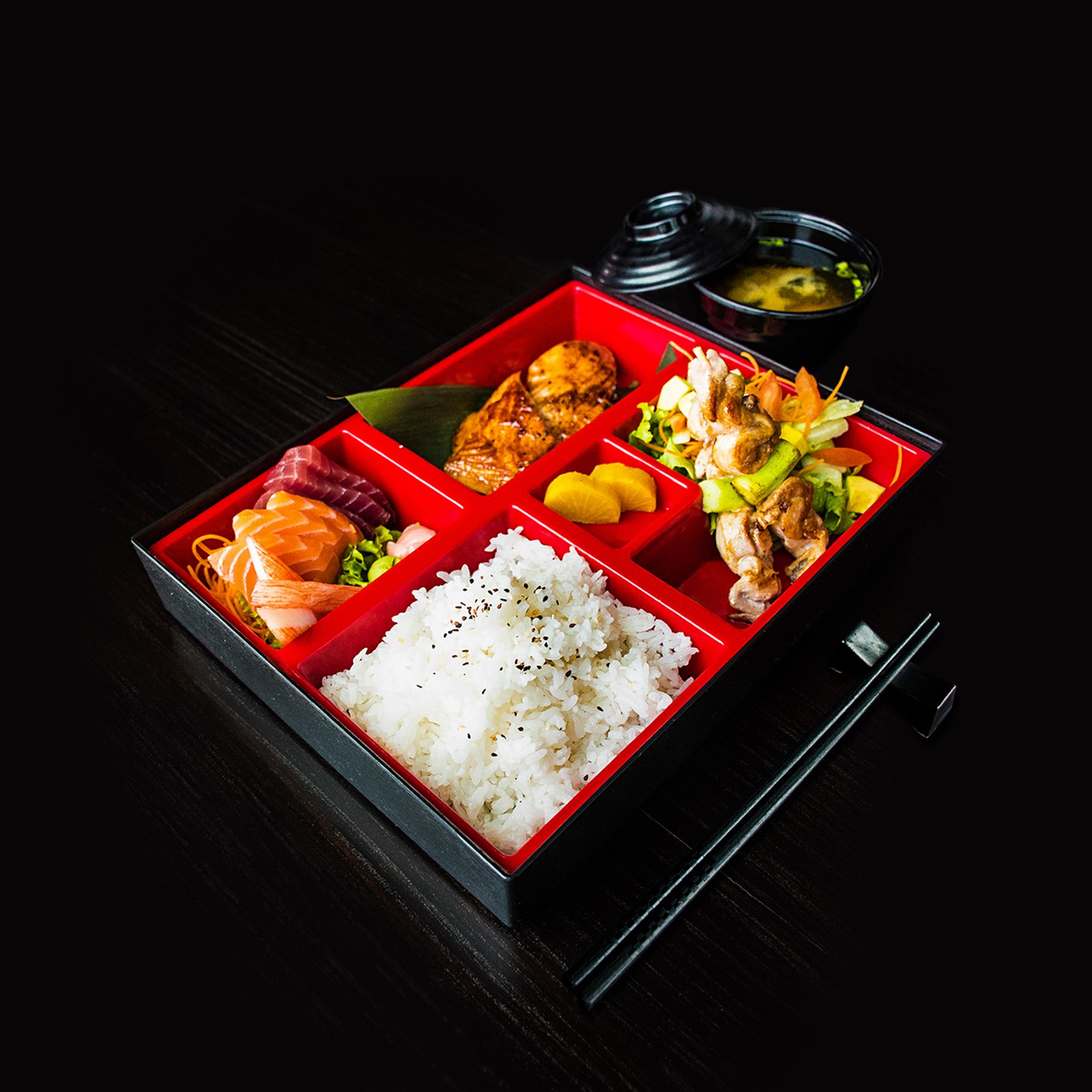 Sushi in a Japanese Bento set at The Kingsbury Hotel
