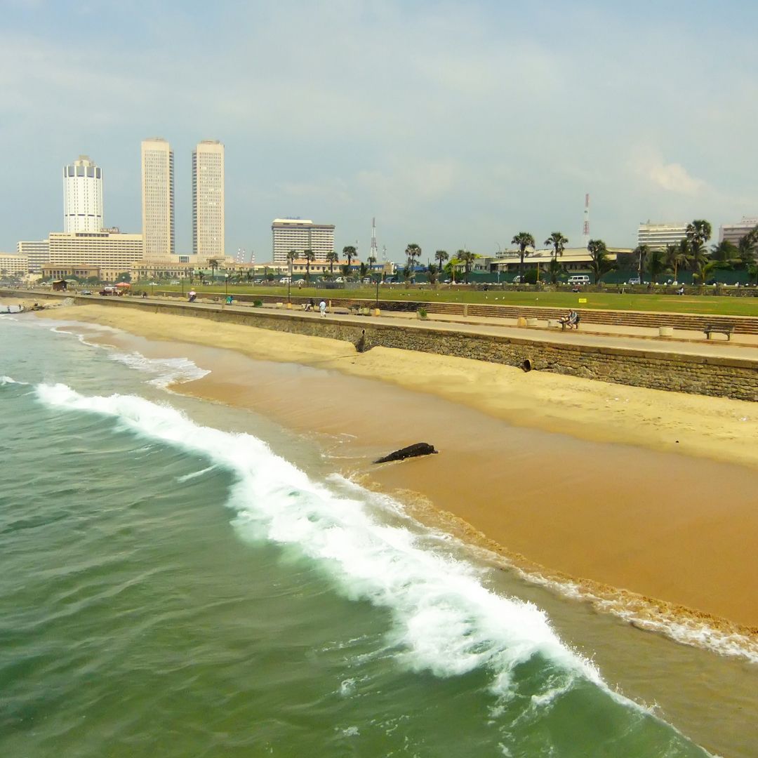 Galle face beach with the city view