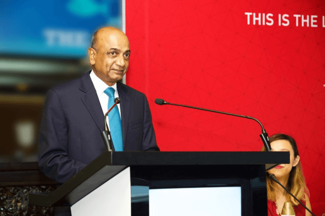 Lalin Samarawikrama giving a speech at The Kingsbury Hotel