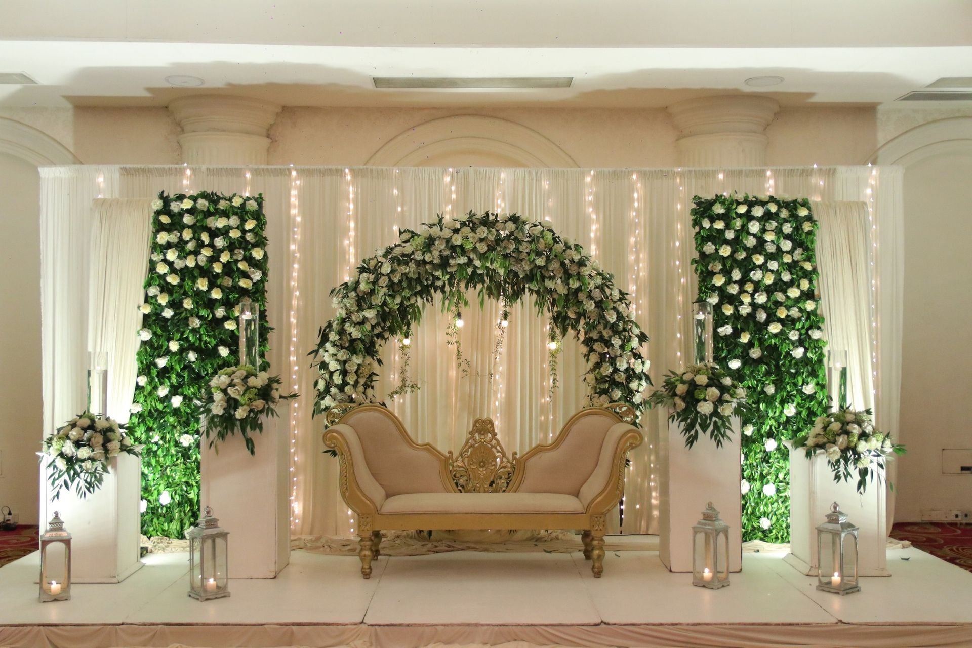 Married couple seating area in the wedding reception at The Kingsbury Hotel  