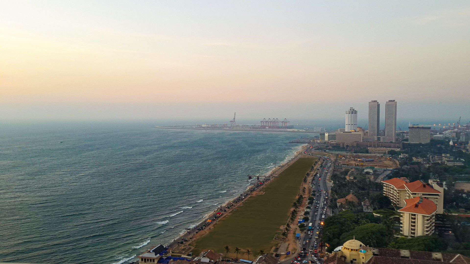 Aerial view of Gallface Colombo