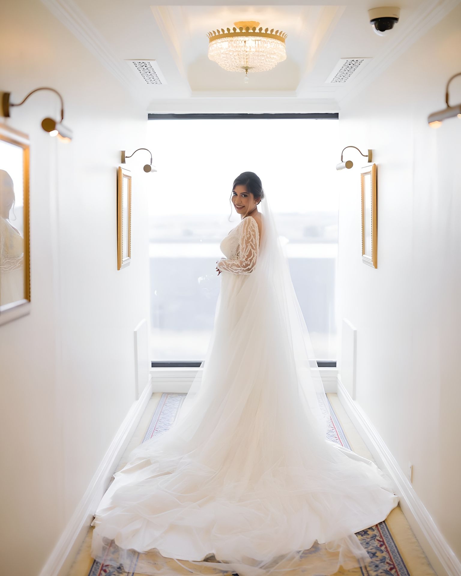 Beautiful bride in her wedding gown at The Kingsbury Hotel