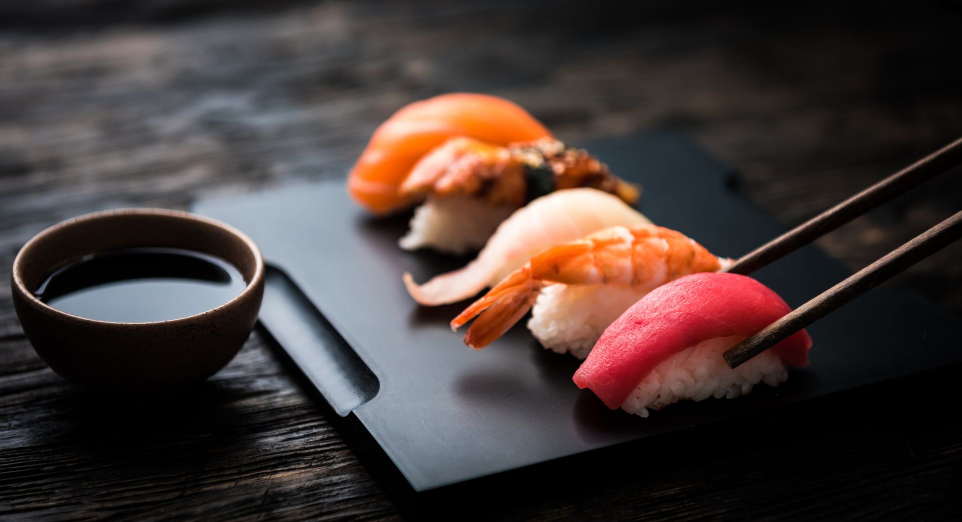 A sushi plate in the Tenku Restaurant at The Kingsbury Colombo