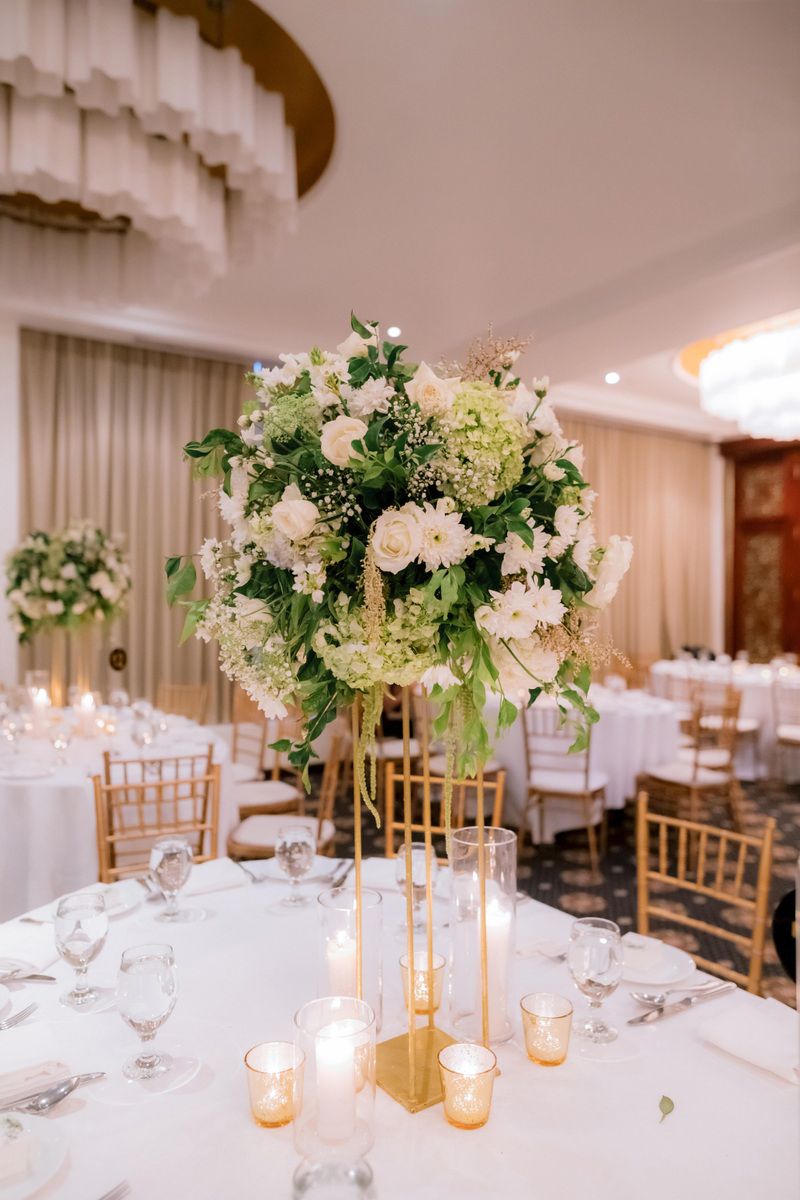 Flower decorations in the Victorian Ballroom at The Kingsbury Colombo
