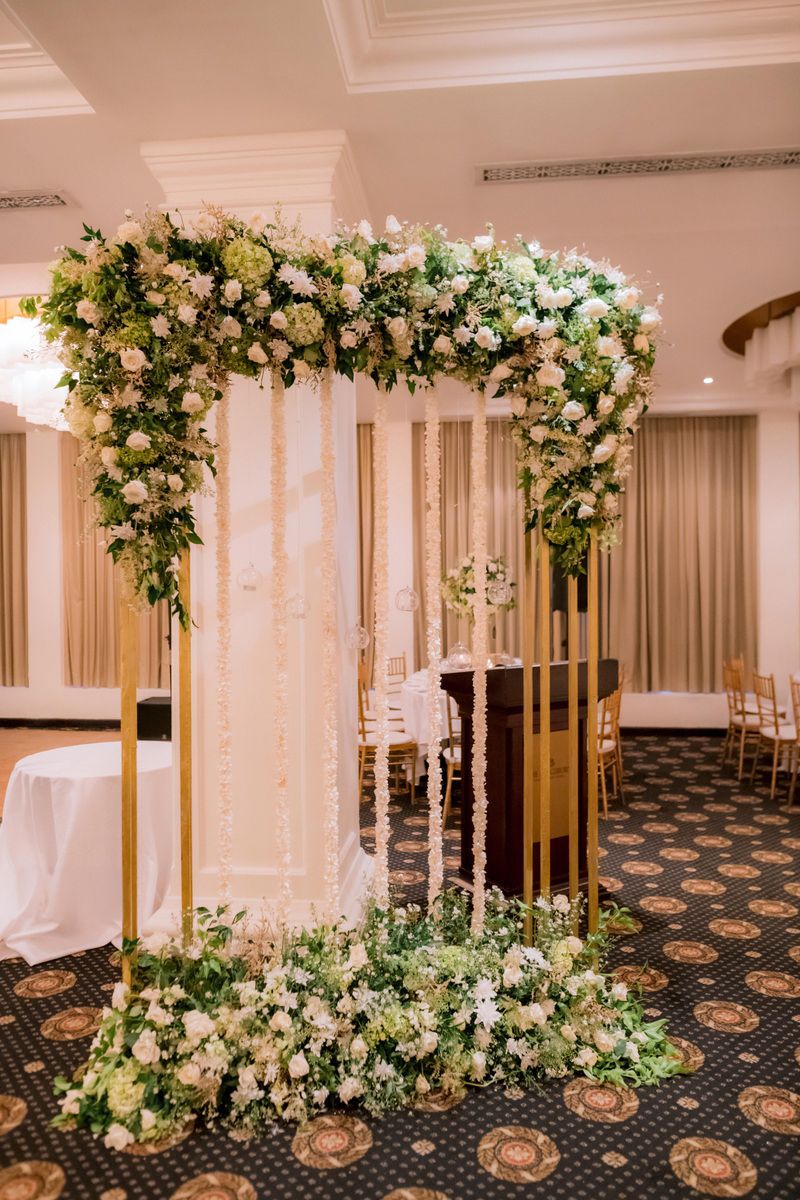 Decorated ceremonial platform in the Victorian Ballroom at The Kingsbury Colombo