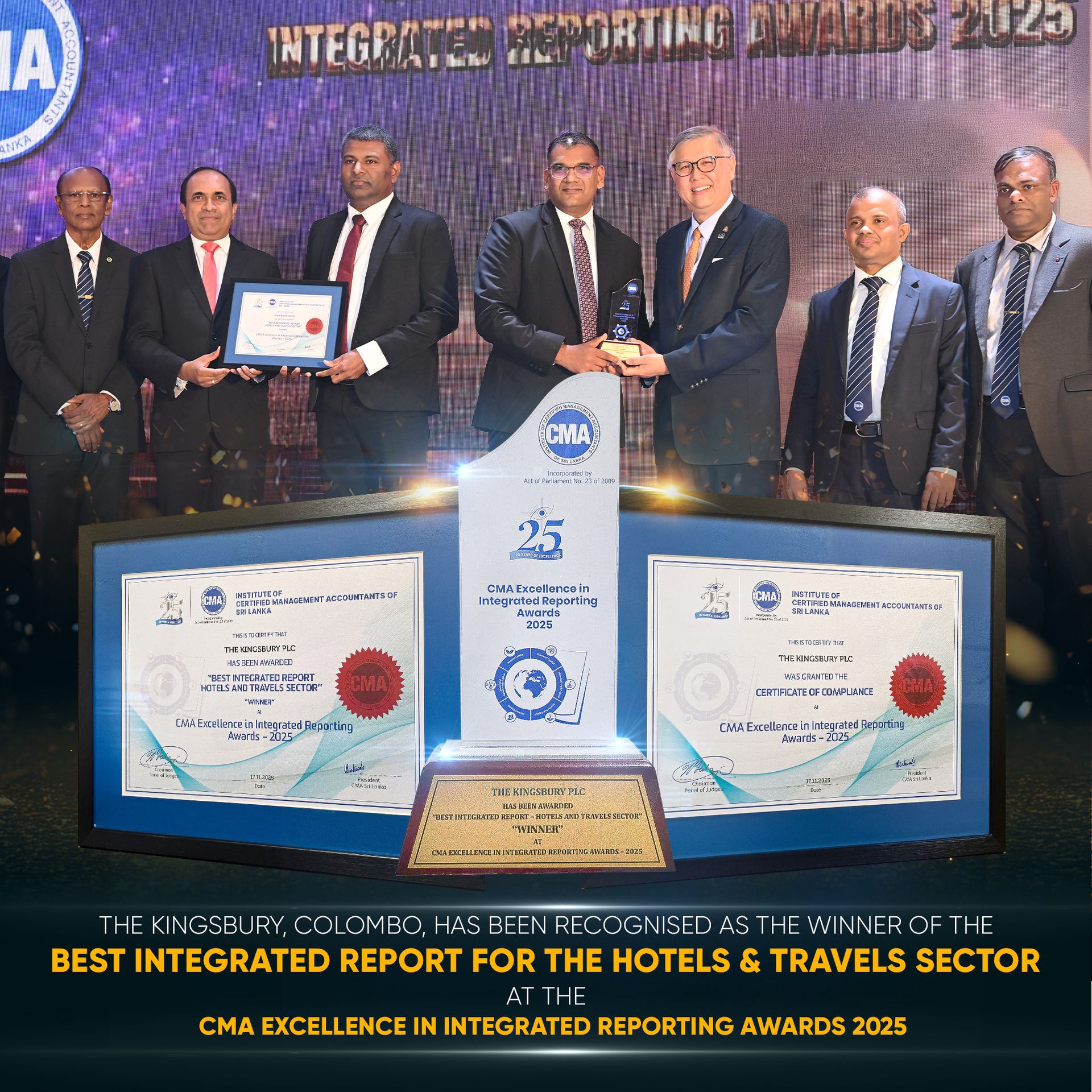 The Kingsbury Colombo receiving the CMA Excellence in Integrated Reporting Awards 2025